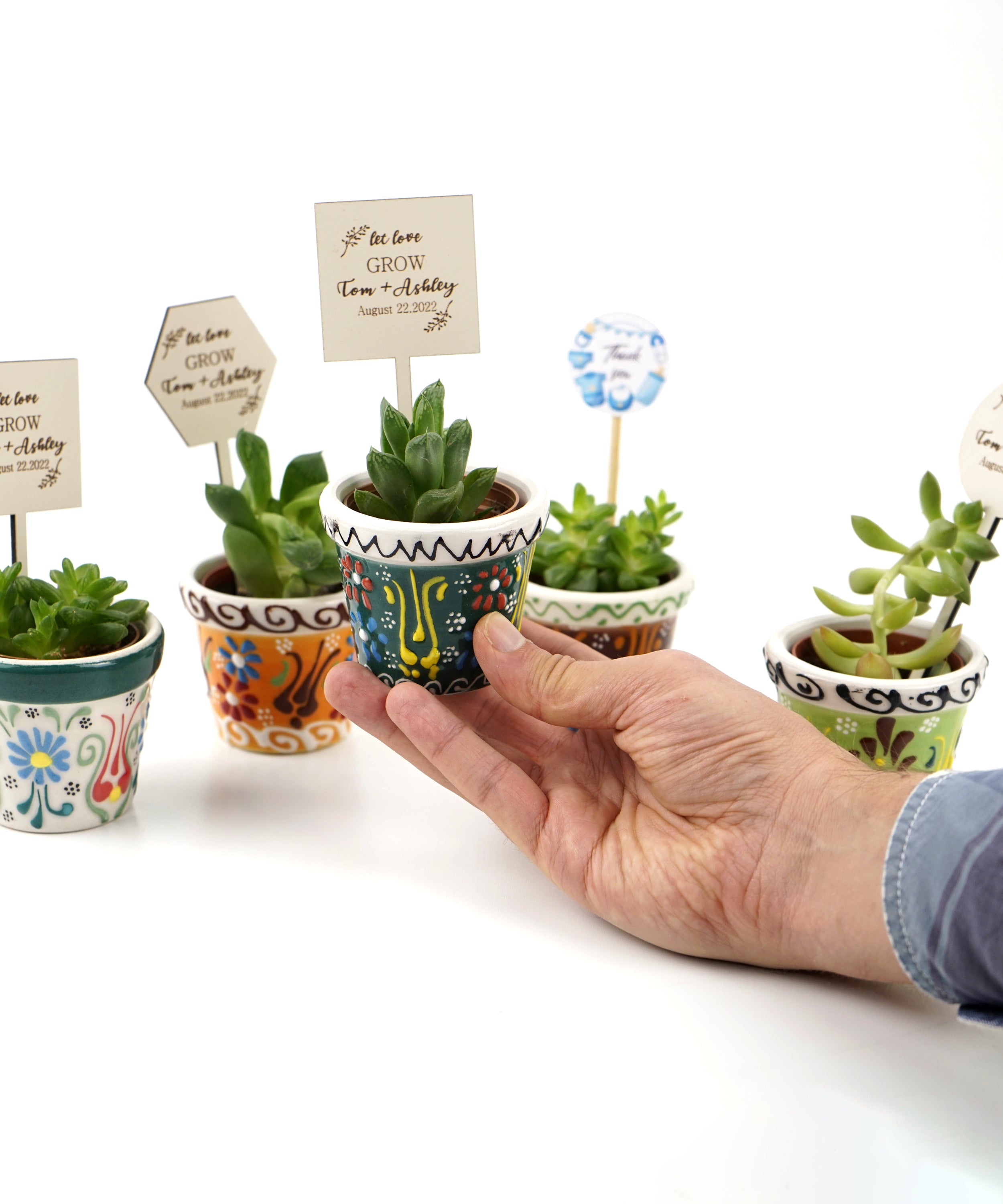 cadeau invité mariage, Succulentes Pots en céramique, remerciement Idée cadeau mariage personnalisé, petit cadeau pour dire merci cadeau baptêmes