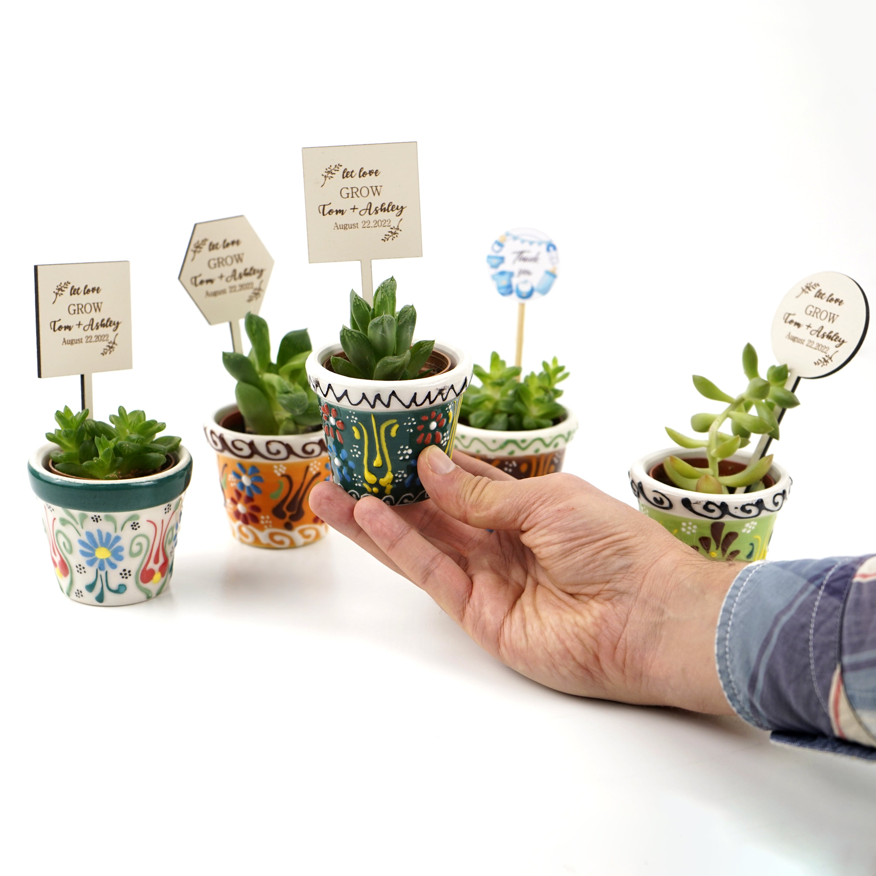 cadeau invité mariage, Succulentes Pots en céramique, remerciement Idée cadeau mariage personnalisé, petit cadeau pour dire merci cadeau baptêmes
