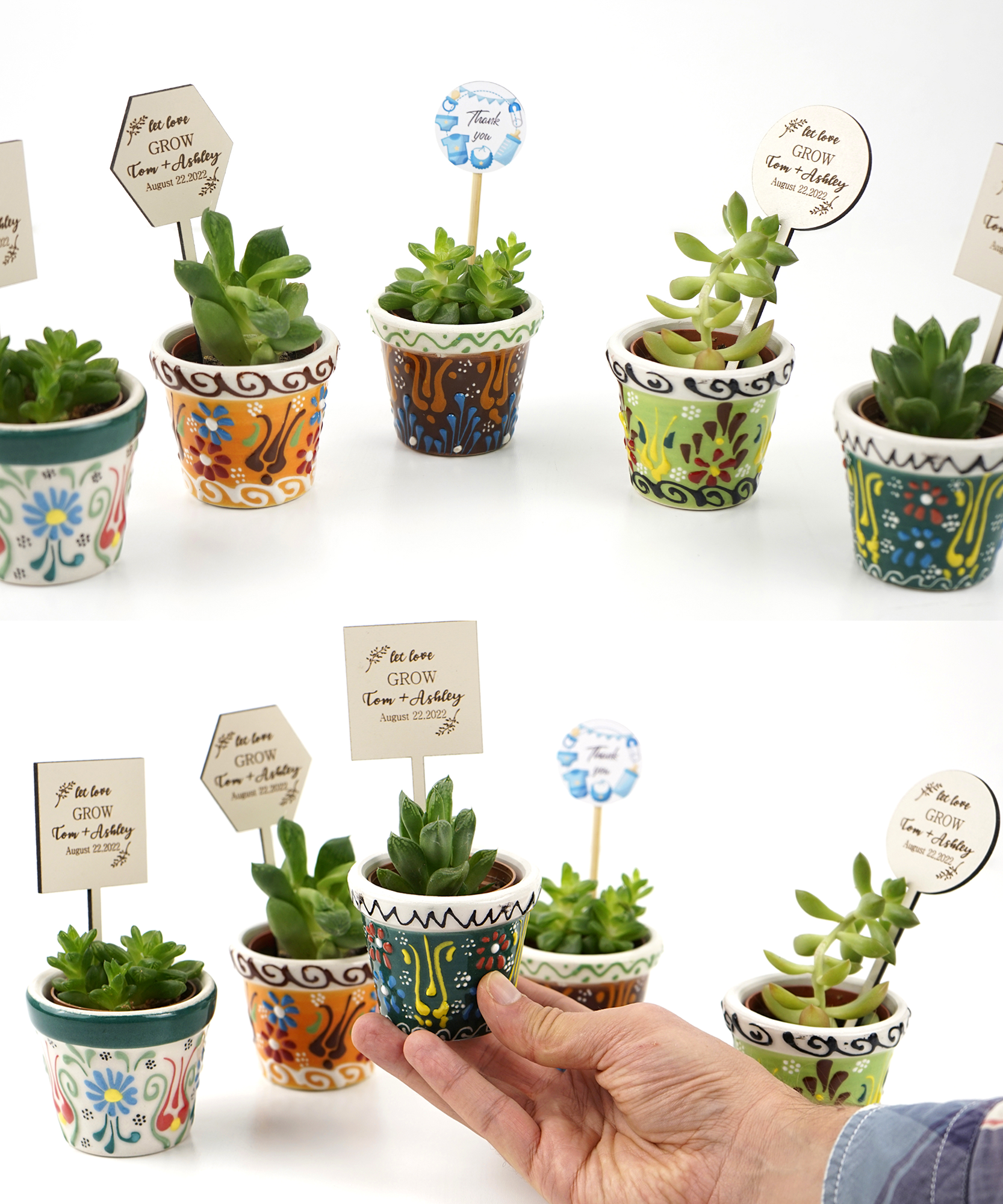 cadeau invité mariage, Succulentes Pots en céramique, remerciement Idée cadeau mariage personnalisé, petit cadeau pour dire merci cadeau baptêmes