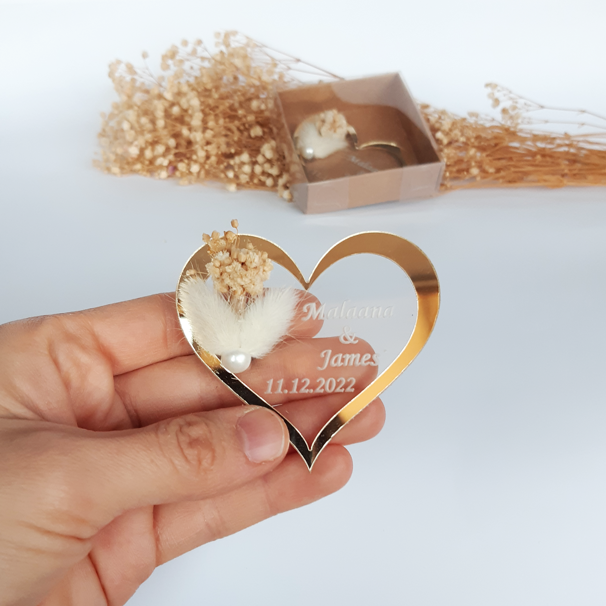 Cadeau invité Mariage Plaque Acrylique doré Argent pour invités de Mariage personnalisé Remerciement, Cadeau Baptêmes invité